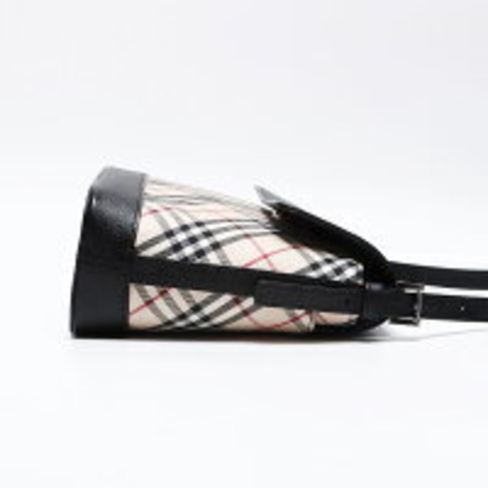 Burberry Nova Check Leather Shoulder Bag Beige Black - Picture 5 of 13